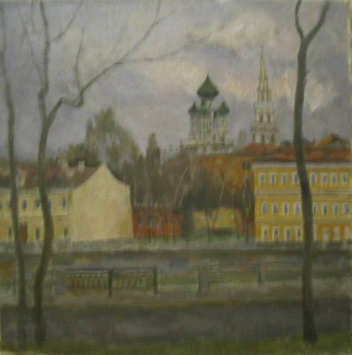 Repin place; canvas, oil, 60x60 sm, 1975 year, collection