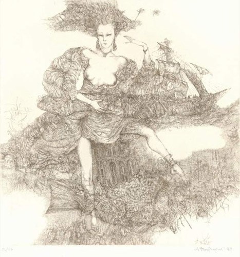Reminiscence  II; etching, 23x23 sm, 1989 year, collection