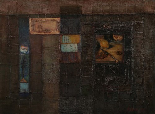 Unexpected visit; canvas, oil, 60x80 sm, 2002 year, collection