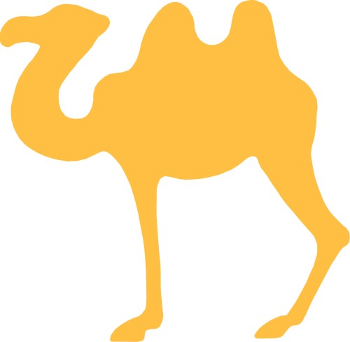 Silhouette of a camel; Camel, Domestic, Mammal