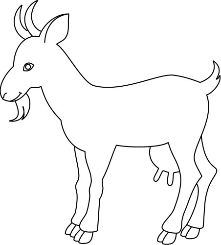 Outline drawing of a goat; Goat, Mammal, Farm, Domestic, Design, Grey