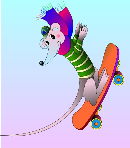 Rat on a skate-board; Rat, Rodent, Mammal