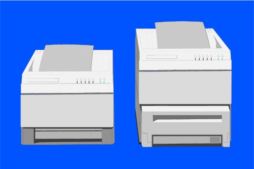 Two laser printers; Laser print, Printer, Office