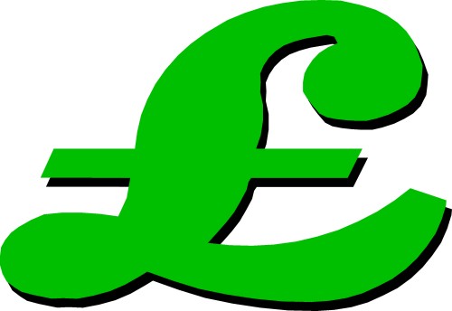 Perspective pound symbol; Money, Symbol