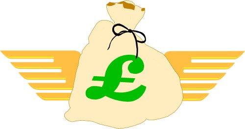 Bag of English money; Money