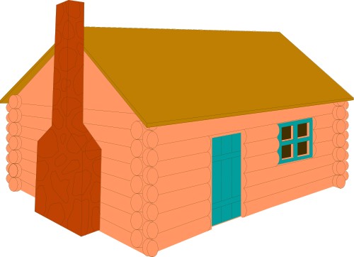Single storey log cabin; Cabin, House