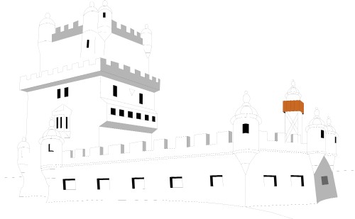 Large castle with single tower; Buildings