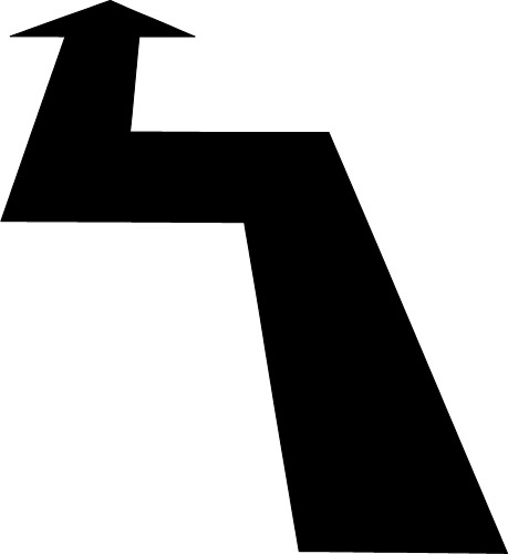 Arrows: North with zigzag in perspective