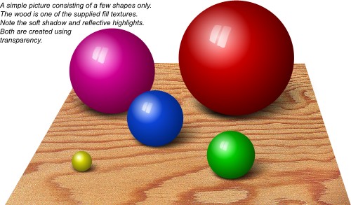 Some shiny coloured balls; Corel Xara