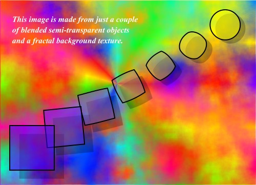 Coloured tie-dye fractals; Corel Xara