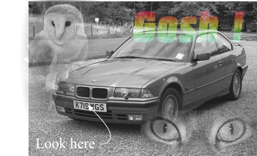Examples of using transparency with bitmaps; Transparency, Design, Transparency, Bitmap, Car, Cat, Owl