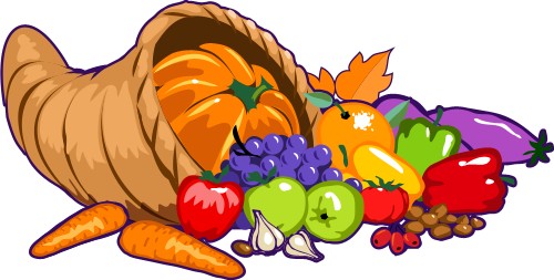 Horn of plenty; Abundance, meal, products, vegetables, fruit, apple, carrots, pumpkin, pear