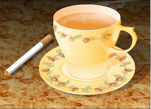 Cup of coffee and cigarette; Corel Xara