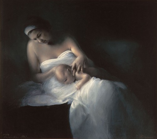 Tenderness; Oil on canvas, 80x70 cm