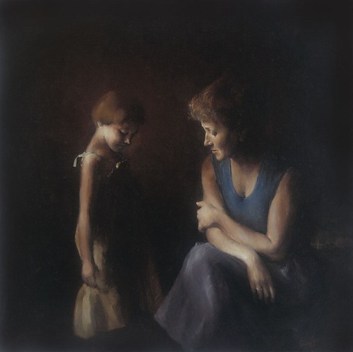 Lara and Vesna; Oil on canvas, 120x120 cm