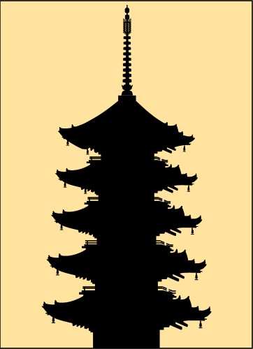 Japanese Five-Story Pagoda; Asia, Buildings, Matsuri, Graphics, Japanese, Five-Story, Pagoda