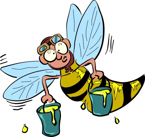 Cartoon Wasp; Insect, Cartoon, Wasp, Paint, Brush, Goggles, Wings, Stinging