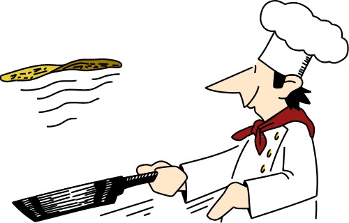 Cartoons: Chef tossing a pancake