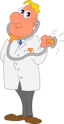 Doctor using a stethoscope; Cartoons