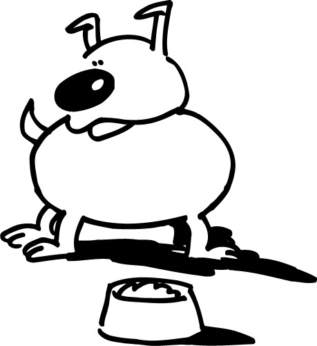 Dog; Bowl, Food, Cartoon