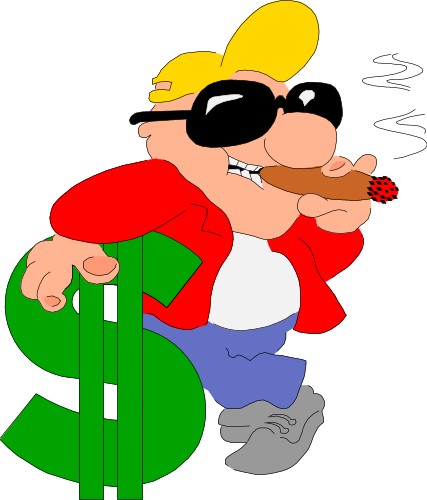 American man with fat cigar; Cartoons