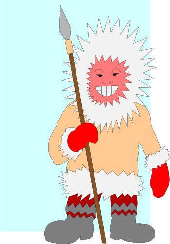 Cartoons: Eskimo with spear