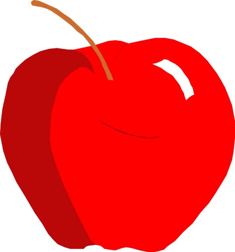 Shiny red apple; Apple, Fruit