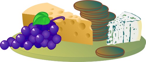 Cheese; Dairy, Grapes, Tray, Food