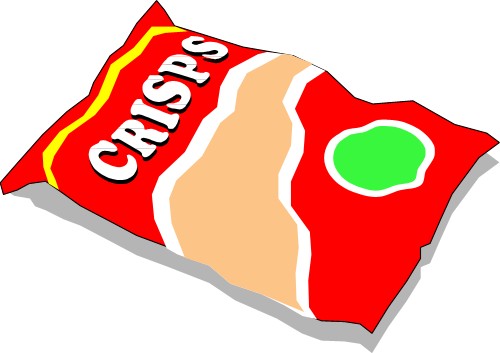 Packet of potato crisps; Crisp, Food
