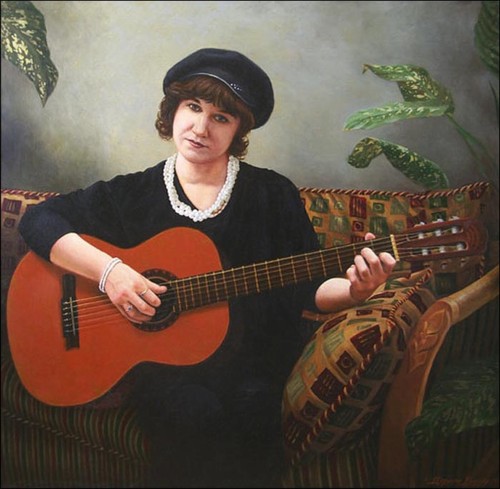 Vita with guitar; 95x95 cm; canvas, oil; 2005 year