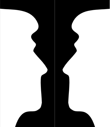 Silhouette of two heads; Head, Silouette, Grey