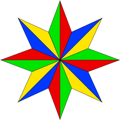 Colour star; Star, 8, Octagon, Primary