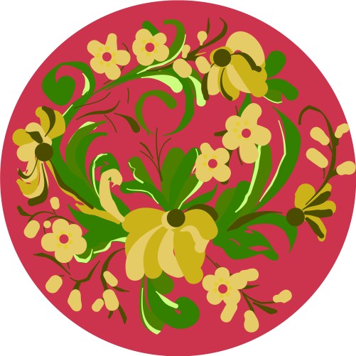 Floral motif; Circle, Floral, Motif, Red, Flower