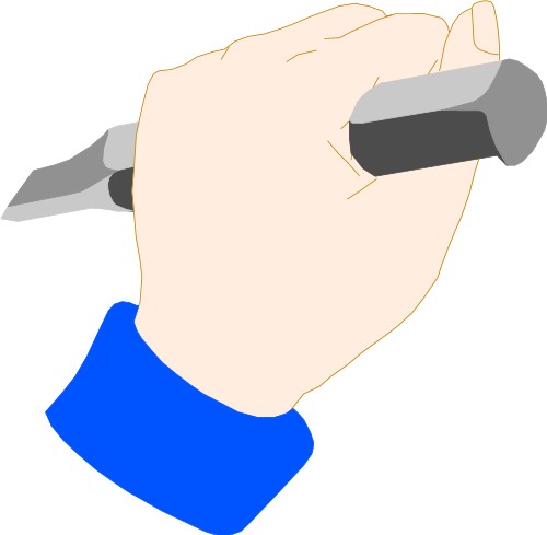 Hands: Holding a chisel