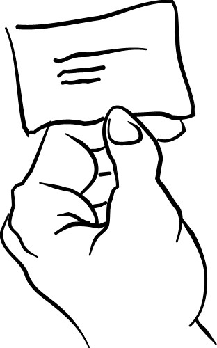 Hand with note; Hands