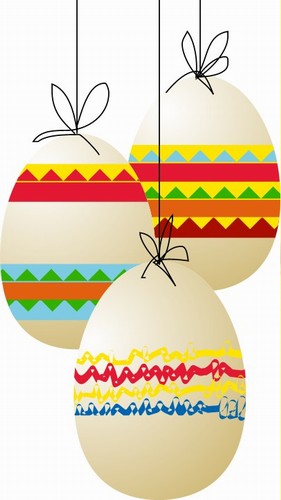Hanging eggs; Easter, Eggs, Painted, Strings