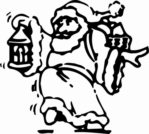 Santa and lantern; Santa, Christmas, Xmas, Beard, St Nicolas