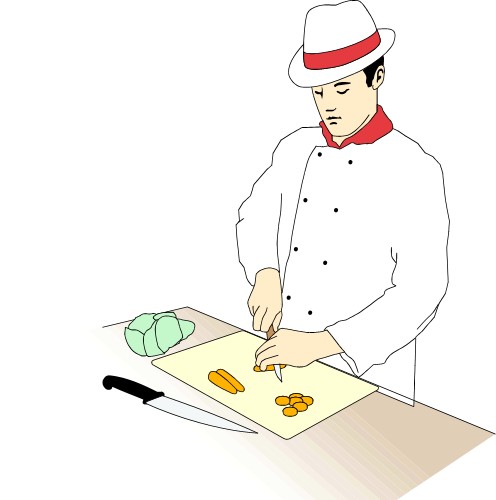 Chef preparing food; People