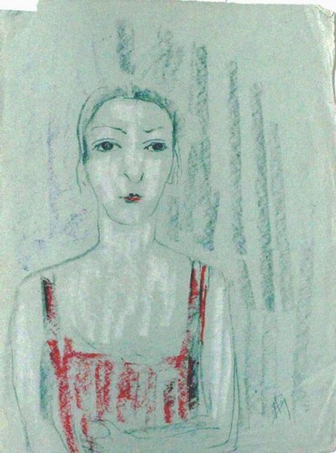 A girl; paper, pastel; 1968 year