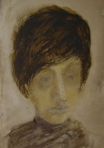 A woman; paper, aquarel, sumi; 1960 year