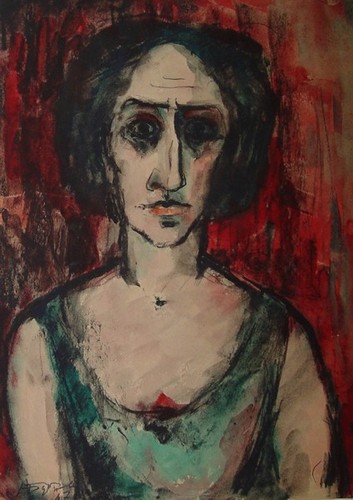 A woman; paper, aquarel, sumi; 1967 year