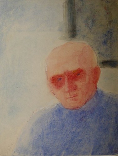 A scientist; paper, aquarel, sumi; 1973 year