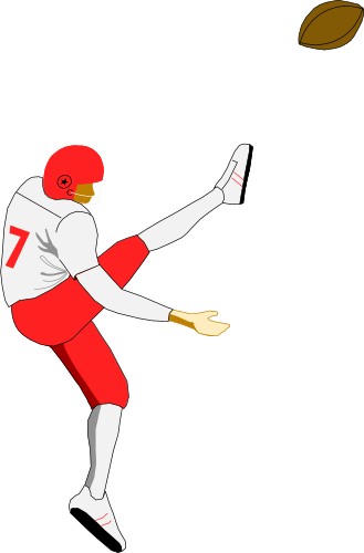 Sport: American football player kicking a ball