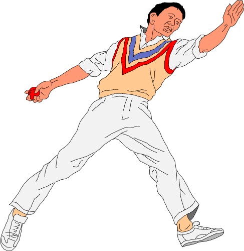 Sport: Cricketer bowling a ball