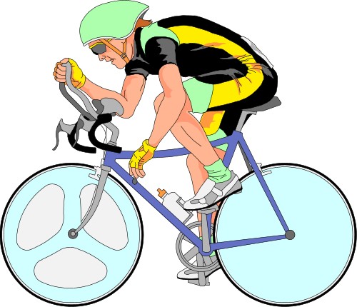 Cyclist riding a racing bicycle; Cycling, Race