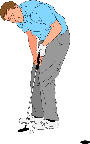 Man putting golf ball; Sport