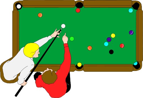 People playing a game of pool; Sport
