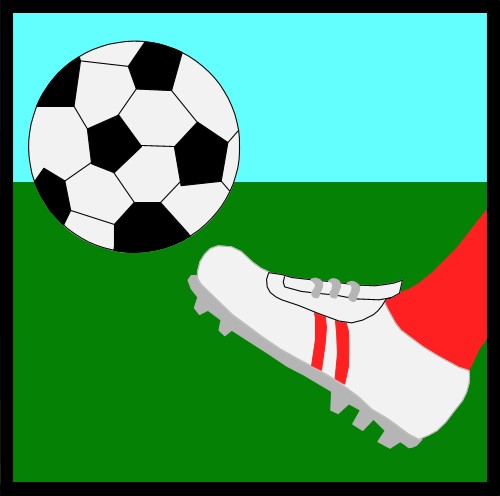 Foot kicking a ball; Soccer, Football, Ball