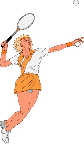 Woman serving a tennis ball; Tennis, Racket, Ball