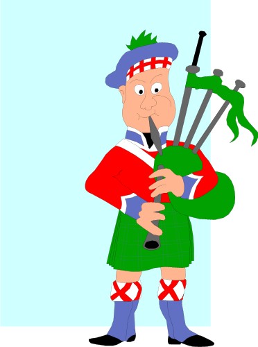 Scottish Piper Caricature; People, Traditional, Management, Graphics, Scottish, Piper, Caricature